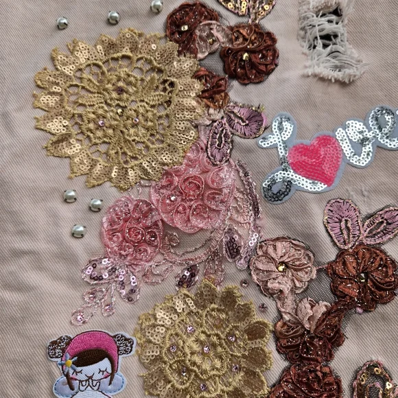 Lea & Viola Light Pink Embroidered Jean Jacket - Picture 7 of 12